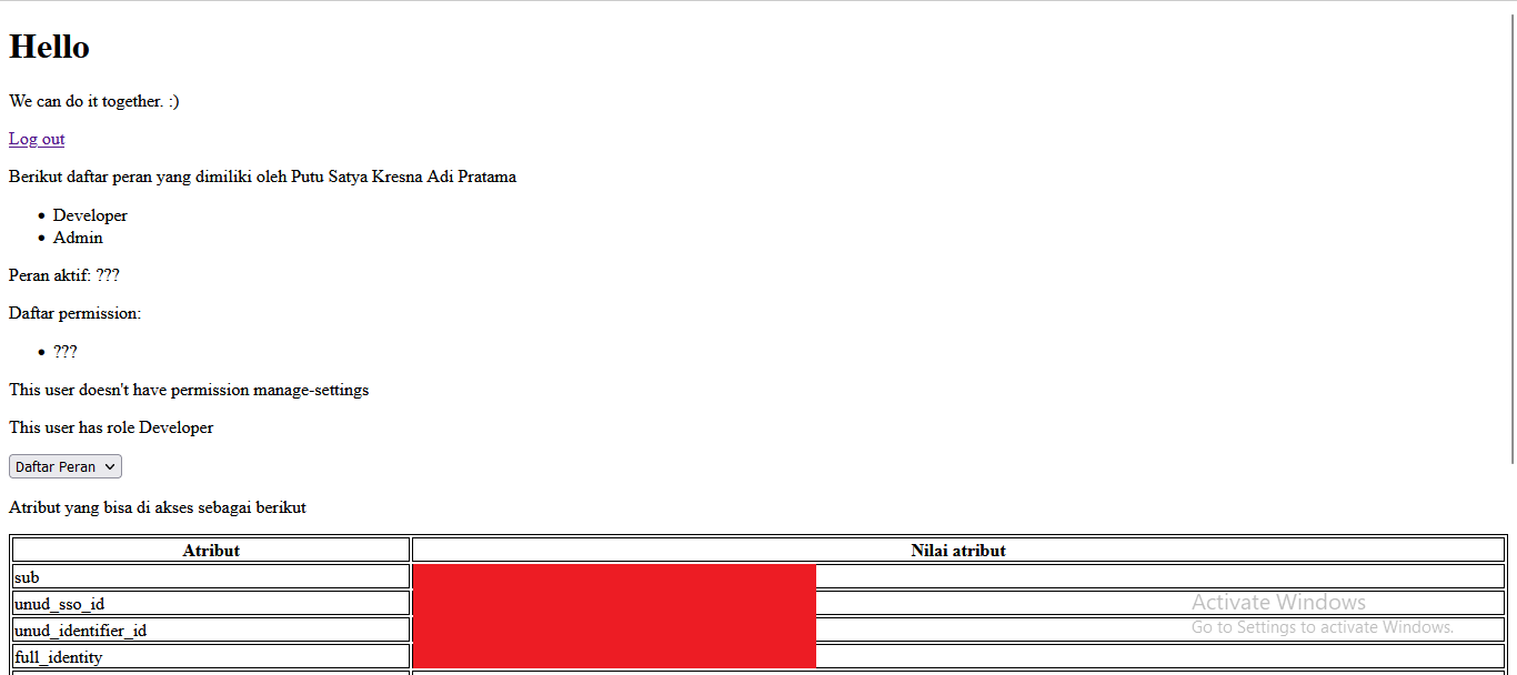 Image of SSO web demo advance error