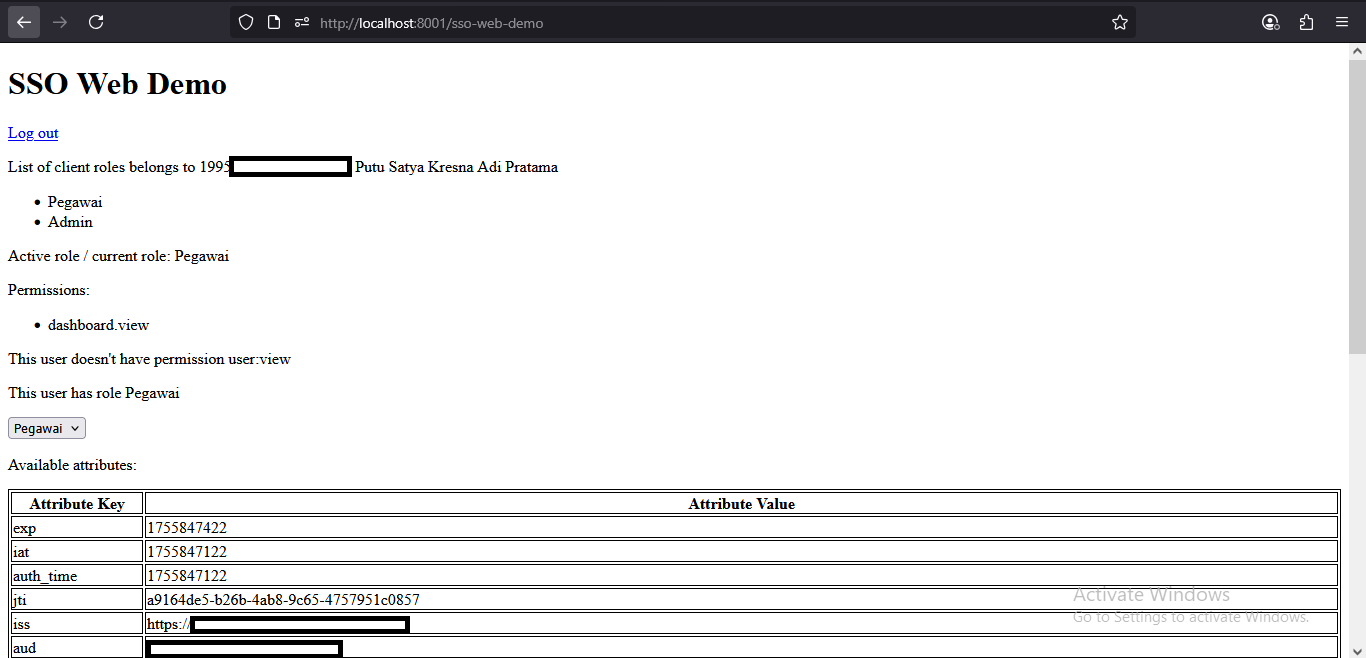 Image of SSO web demo